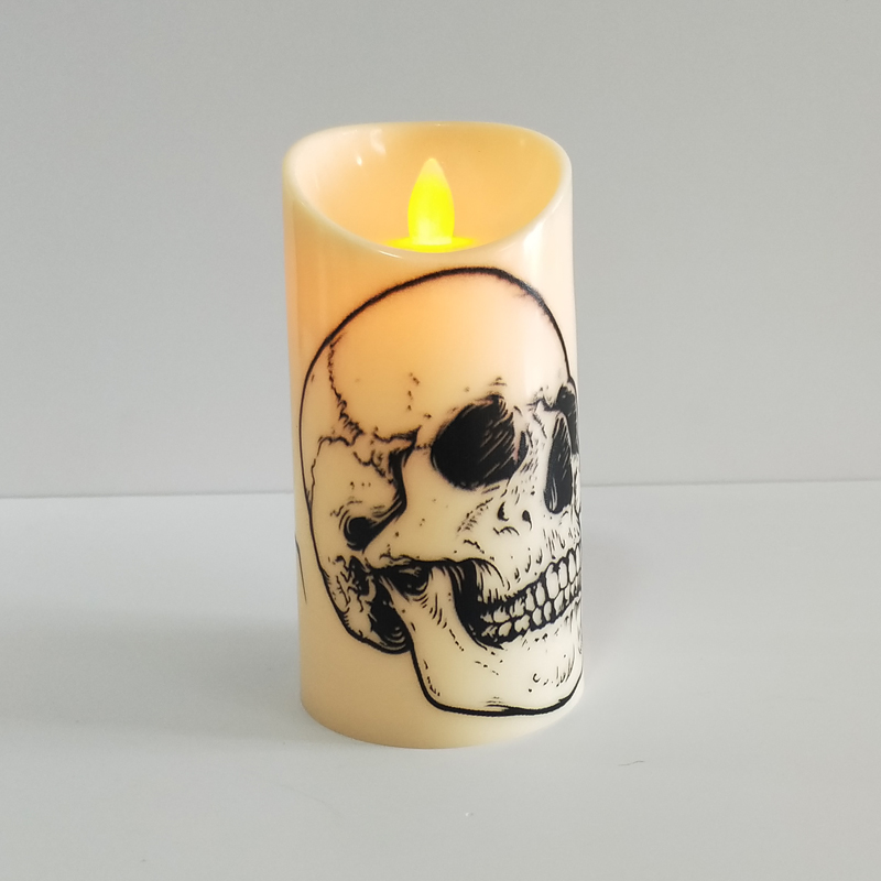 Halloween cylindrical Pillar Led candle Skeleton