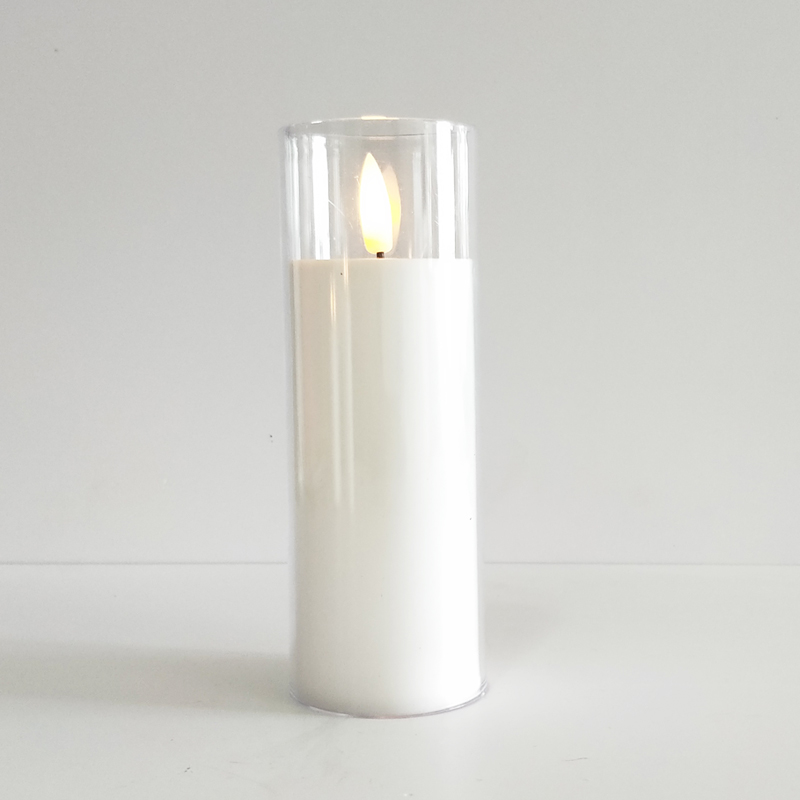 White Pillar led candle glass enclosed White