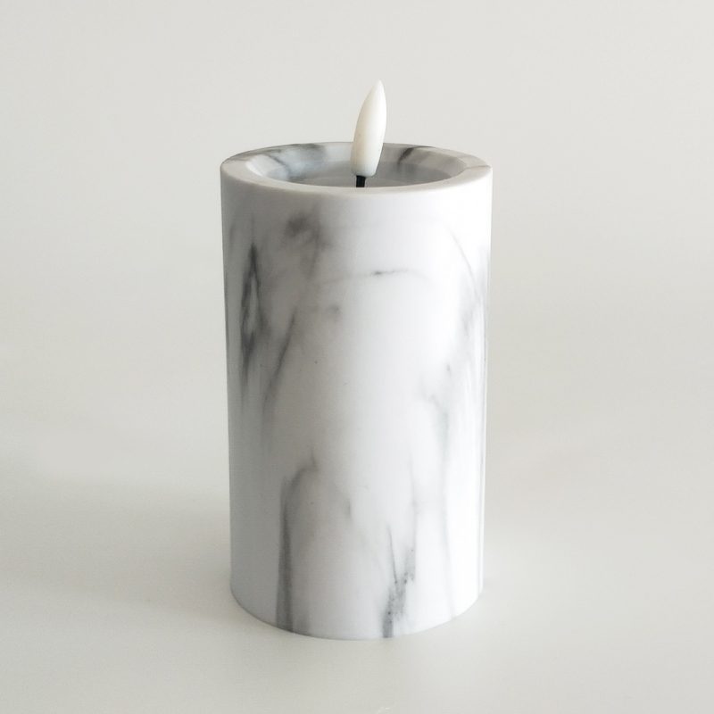 Marbled Flameless Led Candle Recessed Top Black