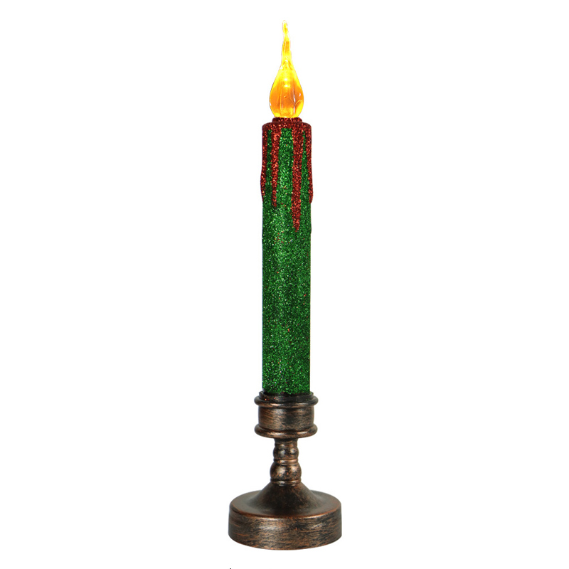 led candle holder green