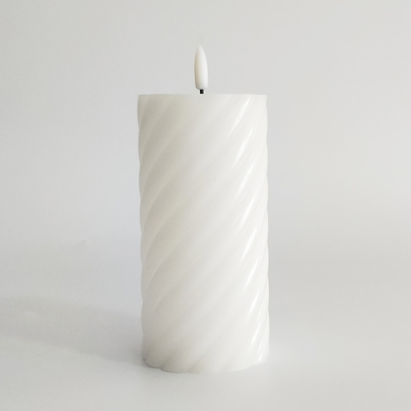 White Swirl paraffin wax  led candle 7.5*10 cm