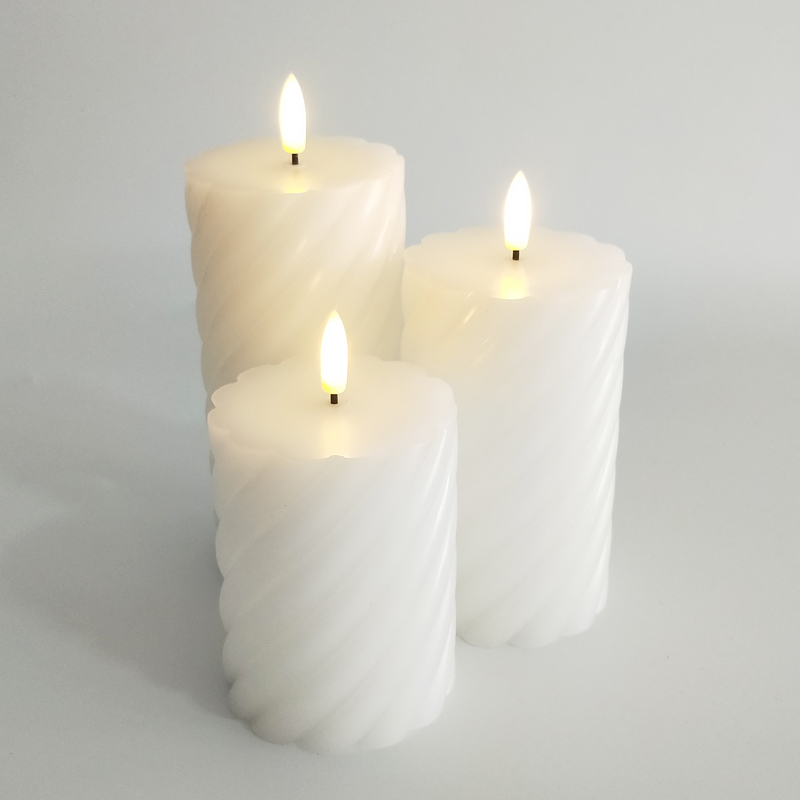 White Swirl paraffin wax  led candle