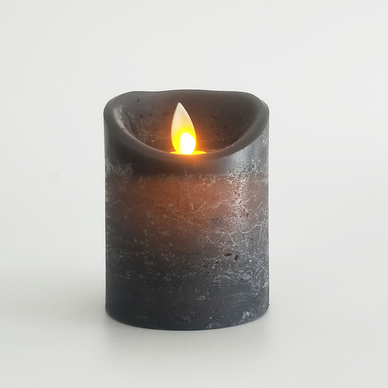 black Water Ripple led candle with remote control & timer 7.5x10cm