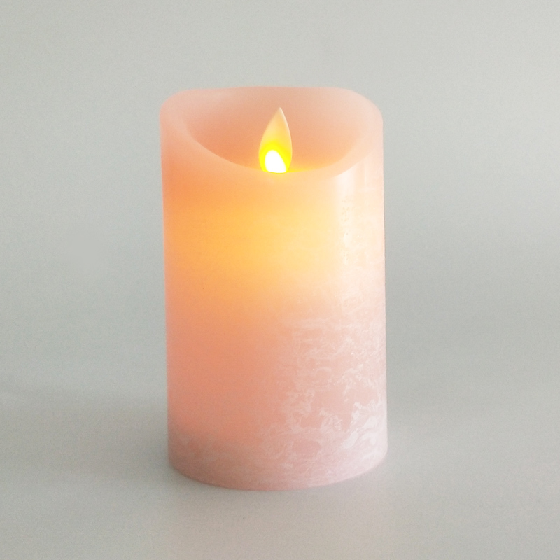 pink Water Ripple paraffin wax led candle with remote control & timer 7.5x12.5cm