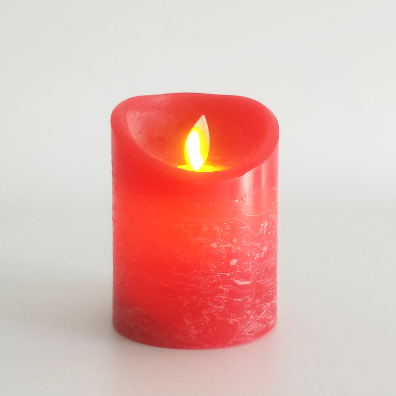 red Water Ripple paraffin wax led candle with remote control & timer 7.5x10cm