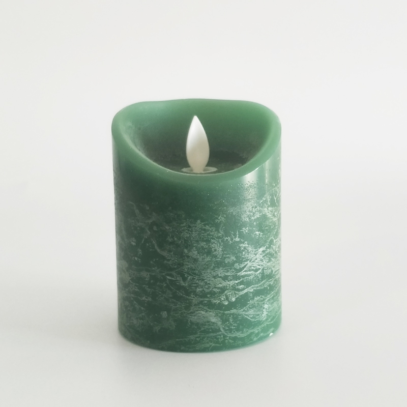 Green Water Ripple paraffin wax led candle Size:7.5x15cm