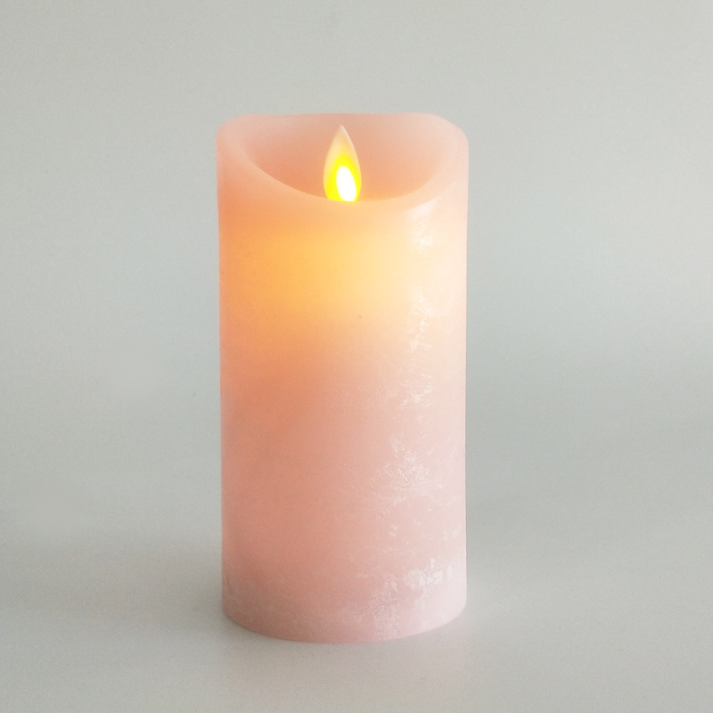 pink Water Ripple paraffin wax led candle with remote control & timer 7.5x10cm