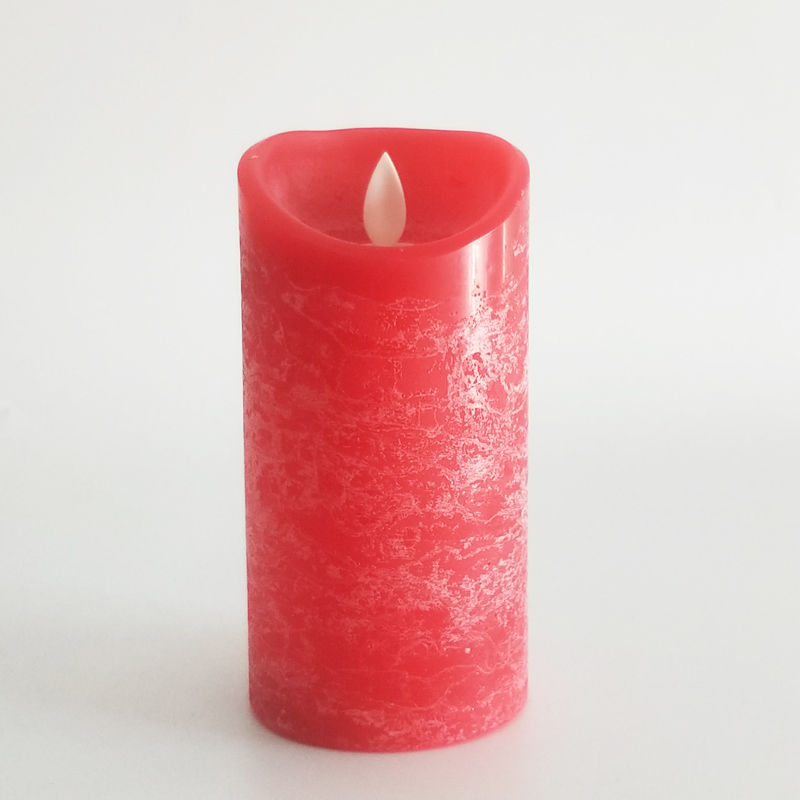 red Water Ripple paraffin wax led candle with remote control & timer 7.5x15cm