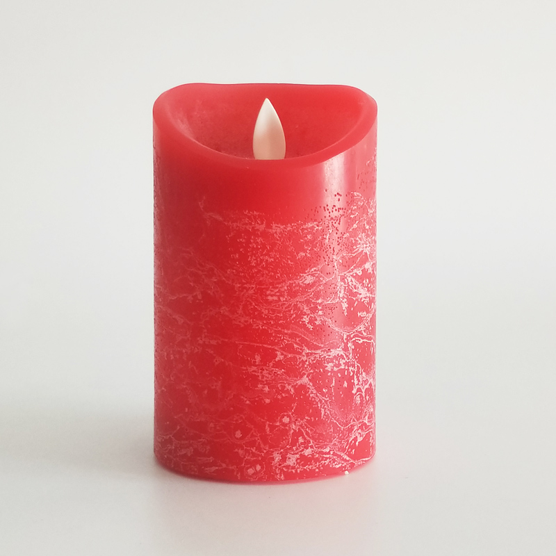 red Water Ripple paraffin wax led candle with remote control & timer 7.5x12.5cm