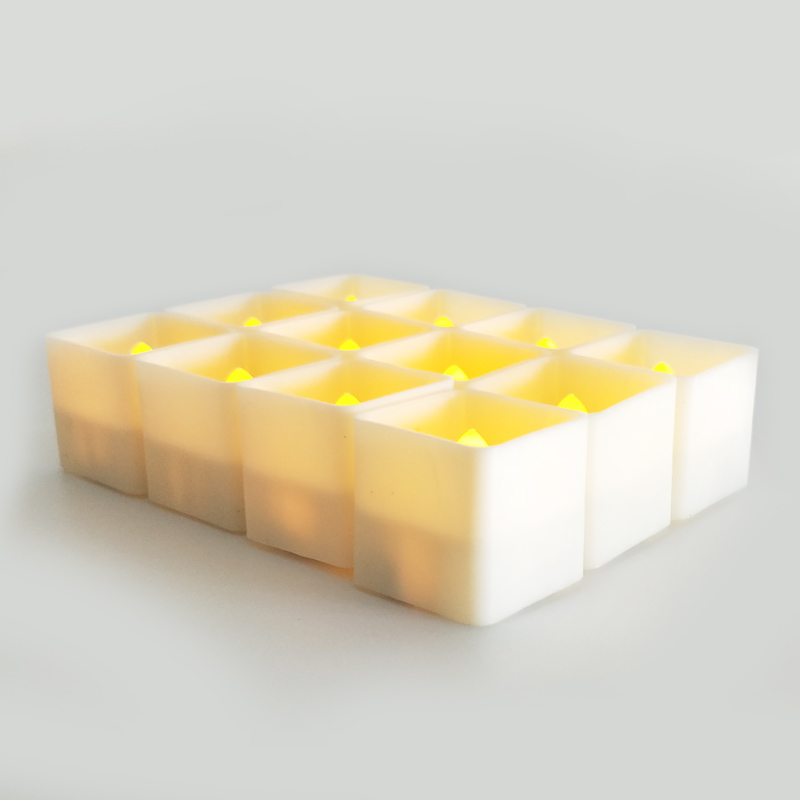 square Ivory battery operated  led tealight candle Ivory