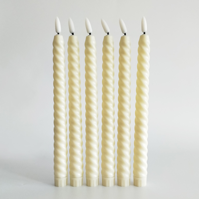 Swirl white led taper candle