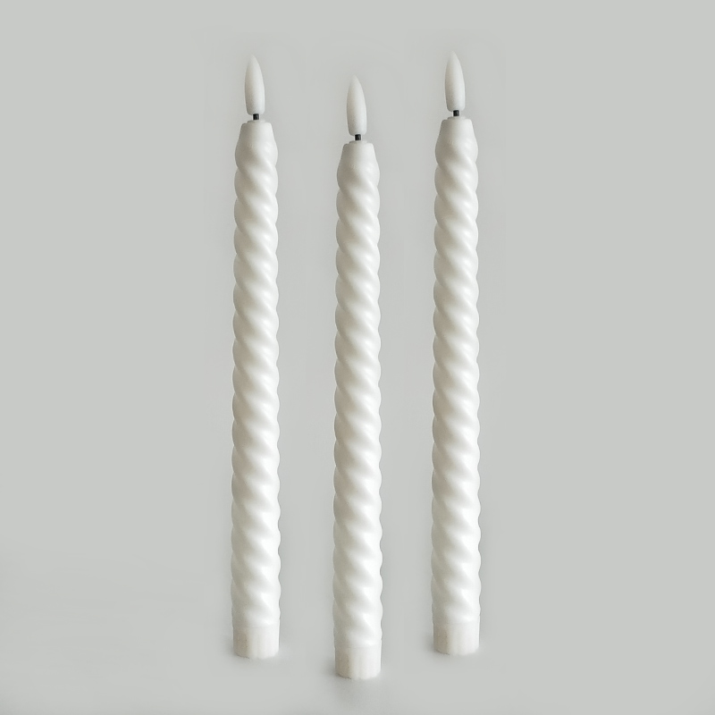 Swirl white led taper candle white