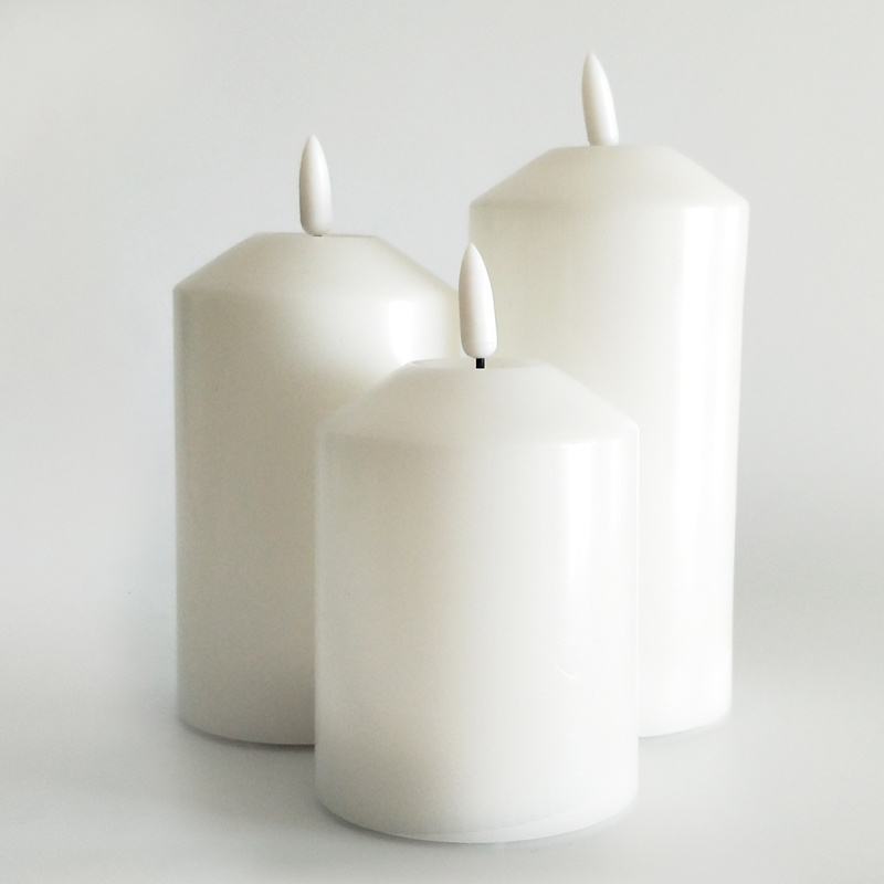 White led paraffin wax candle