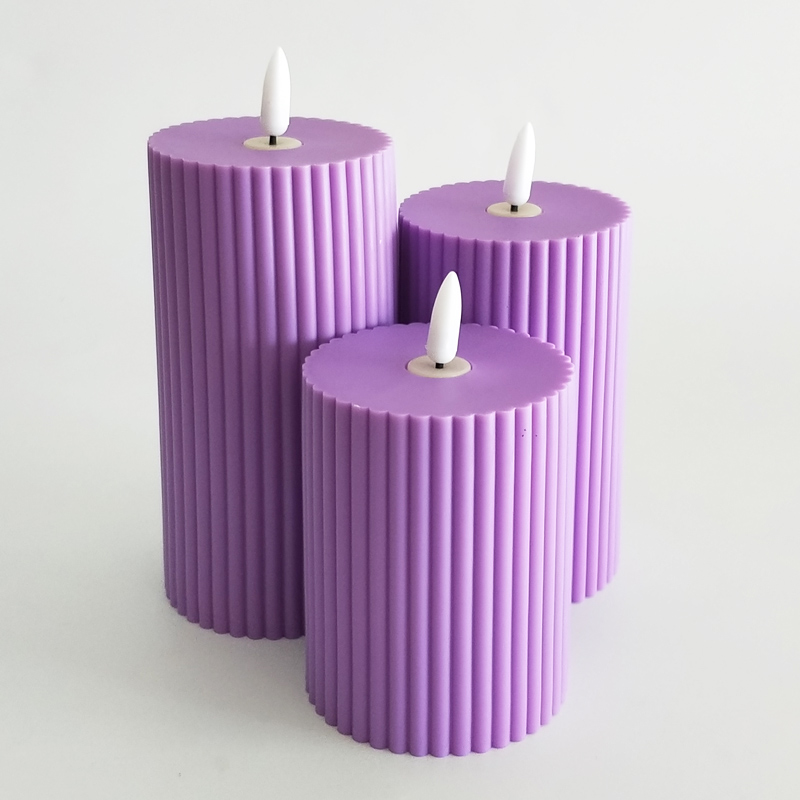 Purple fluted Led pillar candle