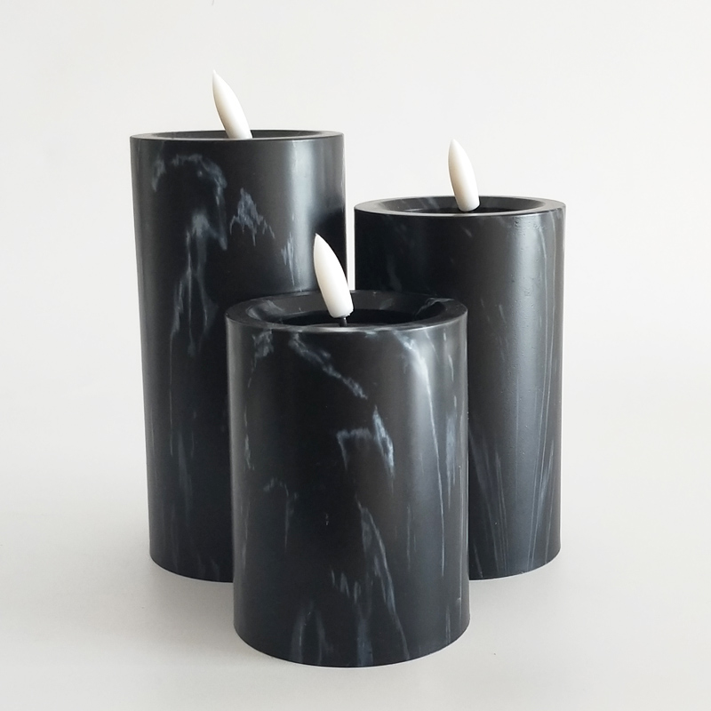 Marbled Flameless Led Candle Recessed Top Color:Black