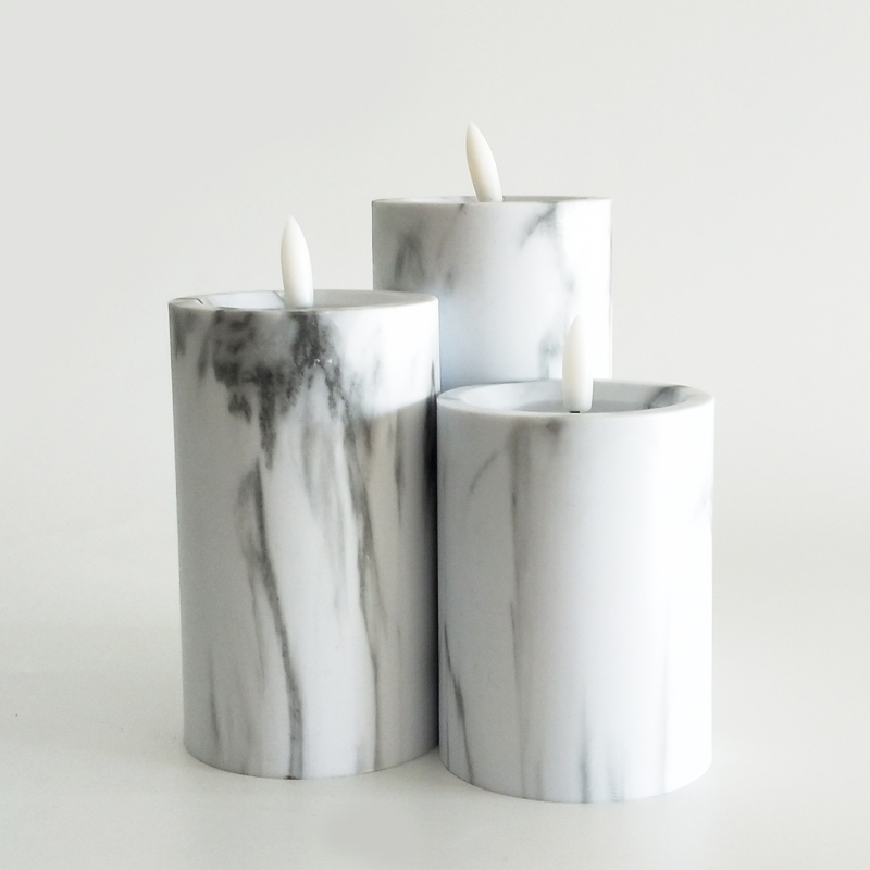 Marbled Flameless Led Candle Recessed Top