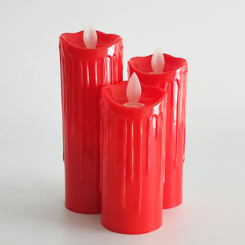 Red Dripping Wax Pillar led candle