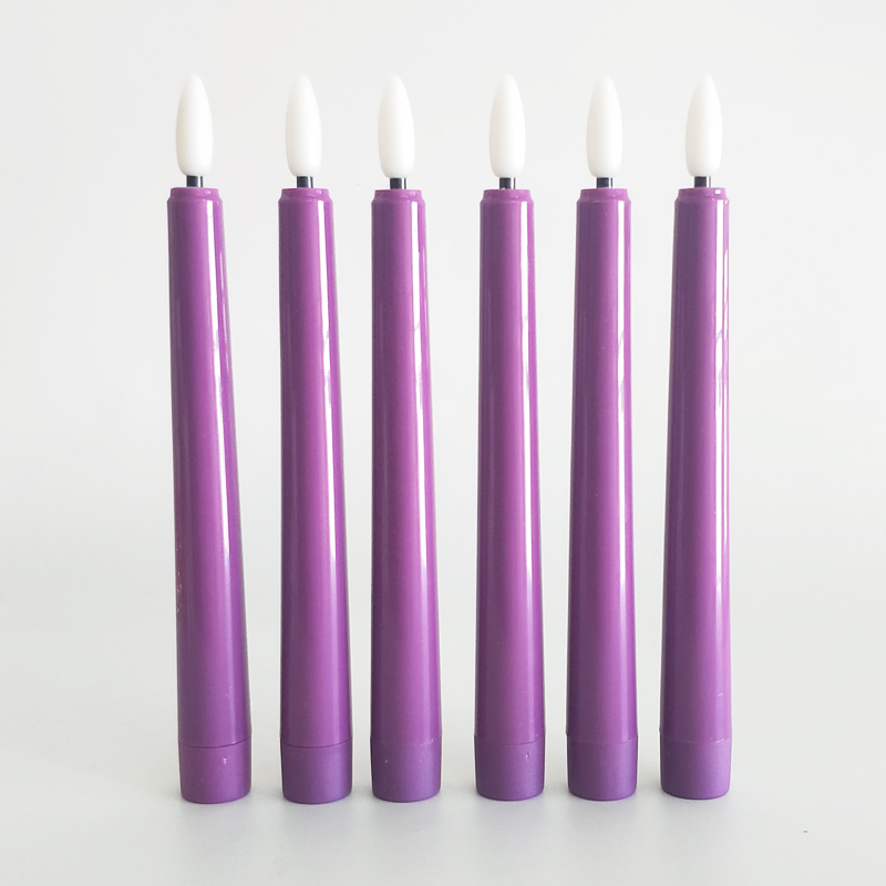 purple dripped led taper candle remote control