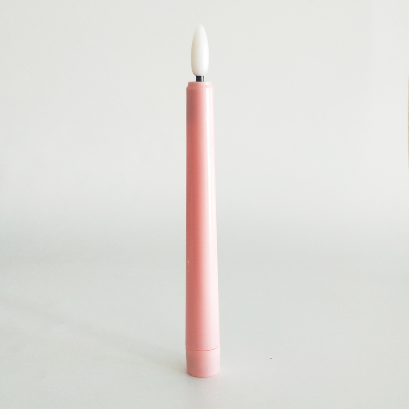 Pink dripped led taper candle with remote control Dripped