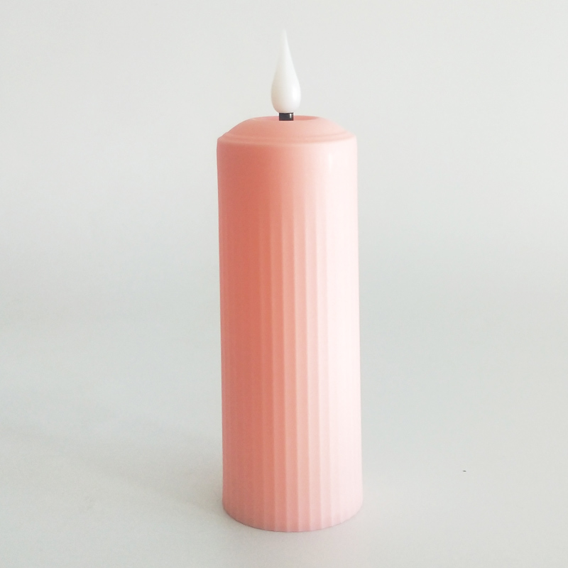 Purple & pink led pillar candle with remote control timer Pink