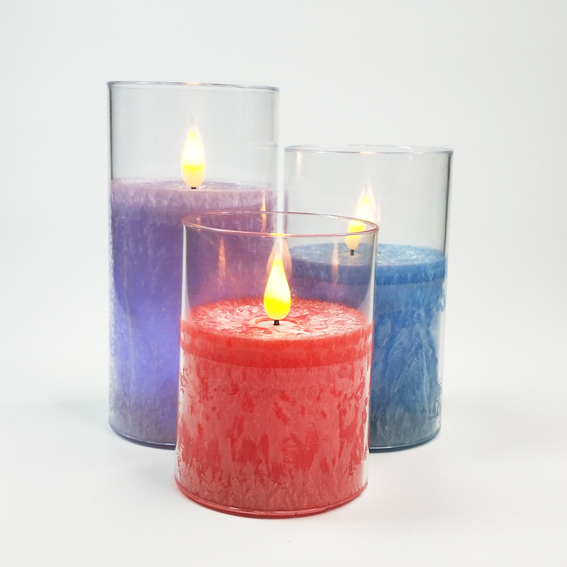 led pillar candle glass enclosed