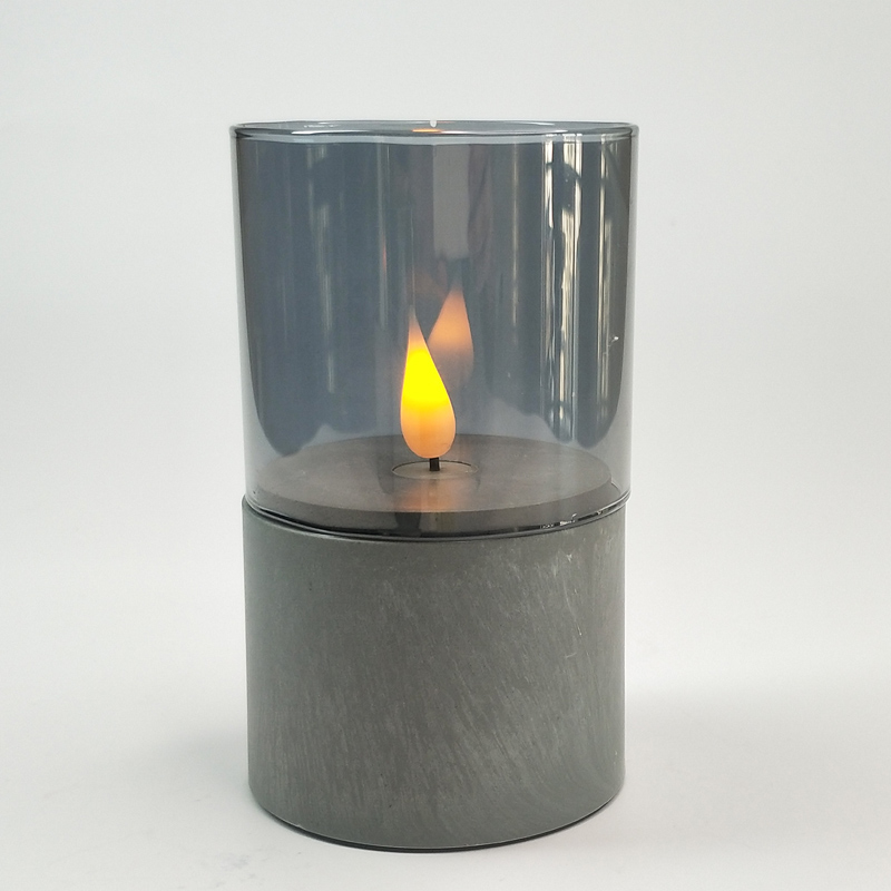 Gray led pillar candle glass sets Color:Grey;Size:7.5*12cm