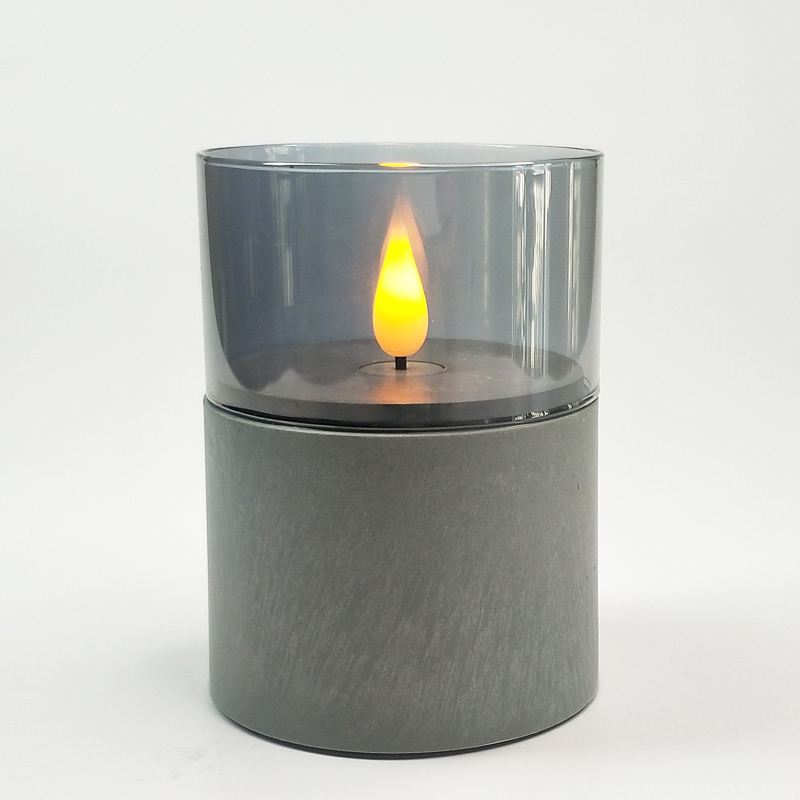 Gray led pillar candle glass sets Color:Grey;Size:7.5*10cm