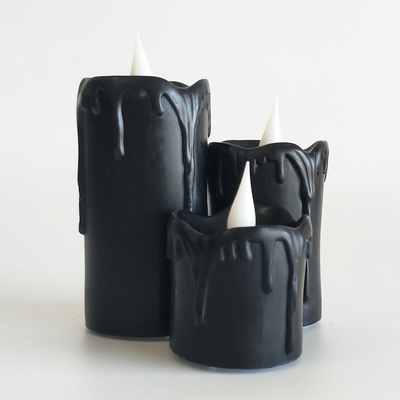 led dripping wax led votive candle Black