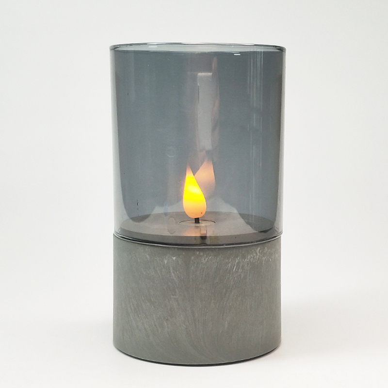 Gray led pillar candle glass sets Color:Grey;Size:7.5*15cm