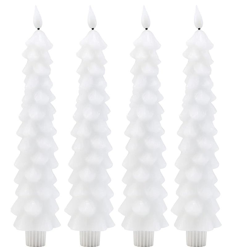 battery operated flameless christmas taper candles White