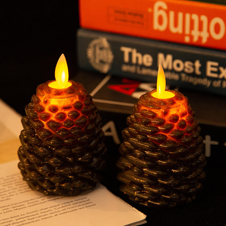 pinecone battery candles