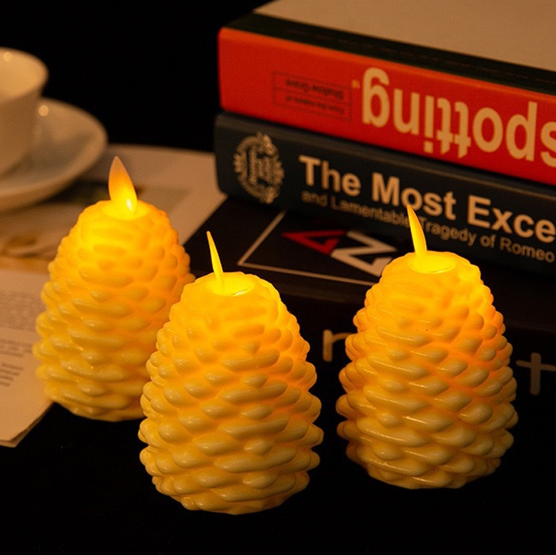 Pinecone LED CANDLE Color:Brown