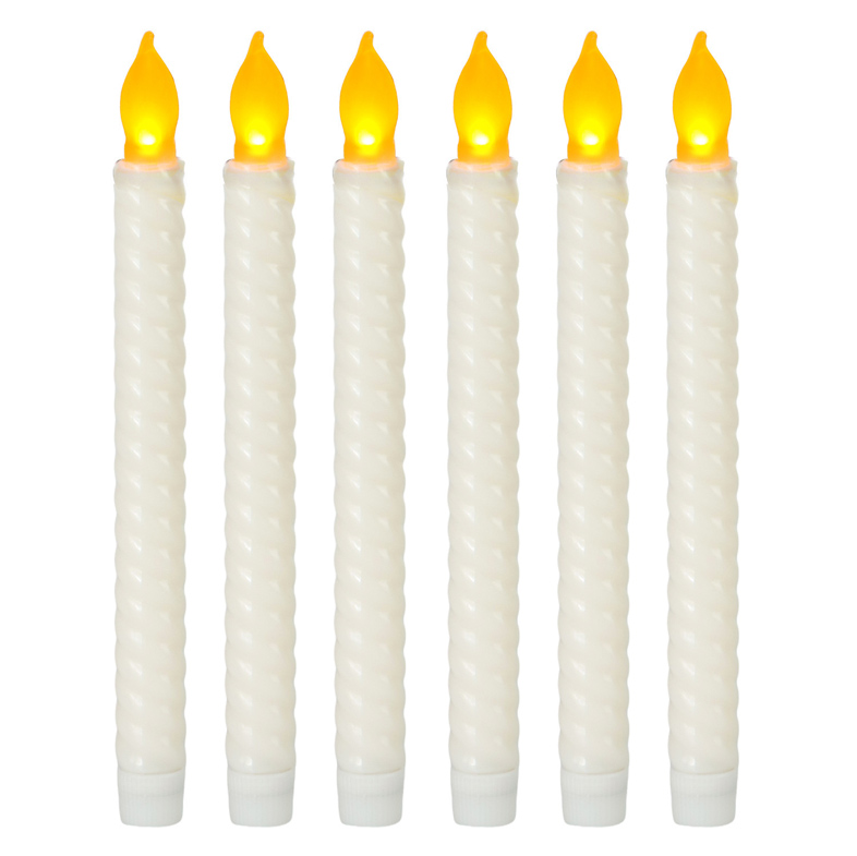 Black Spiral Pattern LED led Candle set 6 White