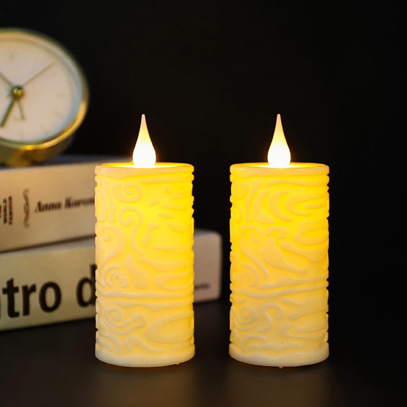 Threaded engraved swing electronic candle led candle