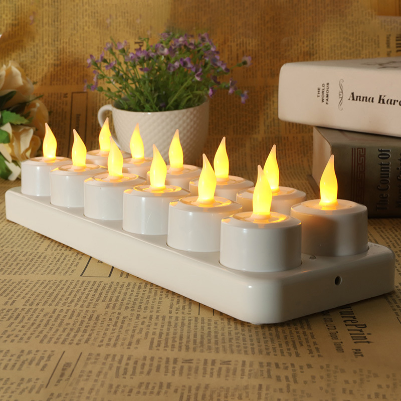 rechargeable led tealight candle set of 12 with Charging Tray