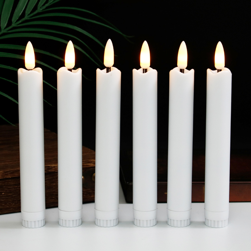 plastic flameless led taper candle Color:White