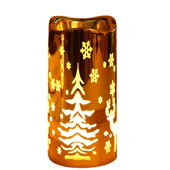 chrimas led candle with christmas tree & snowflake