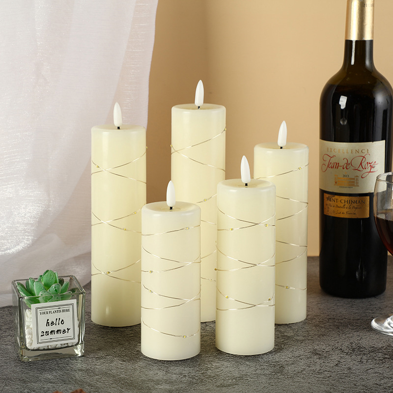 real wax pillar led candle