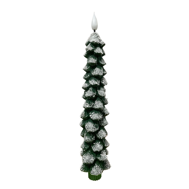 battery operated flameless christmas taper candles Green Snow