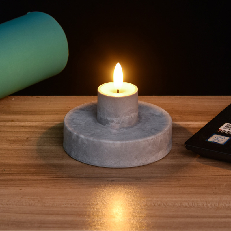 Cement candle polygon LED flameless candle in concrete Color:Tray-shaped