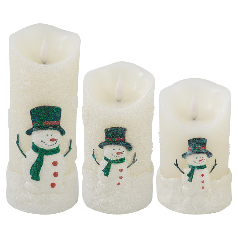 christmas led wax candle snowman