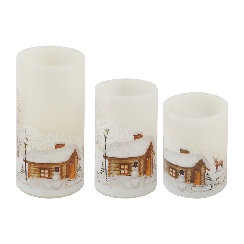 Christmas wax led pillar candle house